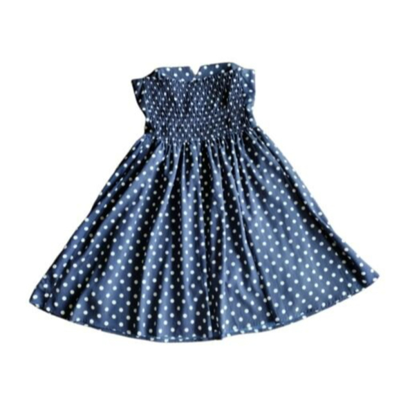 Women's Polka‎ Dot Dress Strapless Medium Blue White Myán - Picture 5 of 8